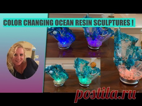 (73) COLOR CHANGING LIGHTS OCEAN RESIN SCULPTURES!