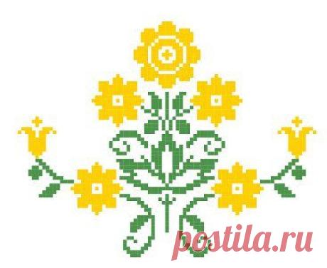 Yellow Floral Motif Cross Stitch Pattern PDF by blackphoebedesigns
