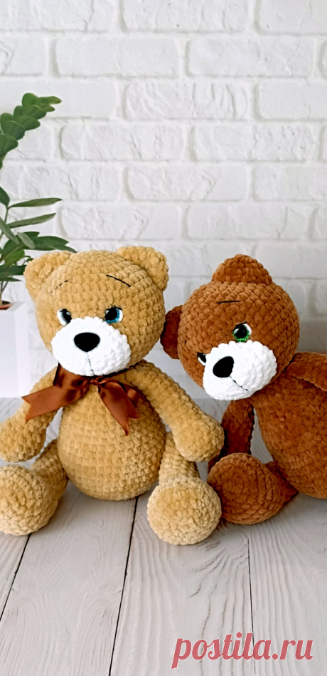 PDF Мишутка крючком. FREE crochet Аmigurumi animal patterns. Амигуруми схемы и описания на русском. Вязаные игрушки и поделки своими руками #amimore - большой медведь из плюшевой пряжи, плюшевый медвежонок, мишка.