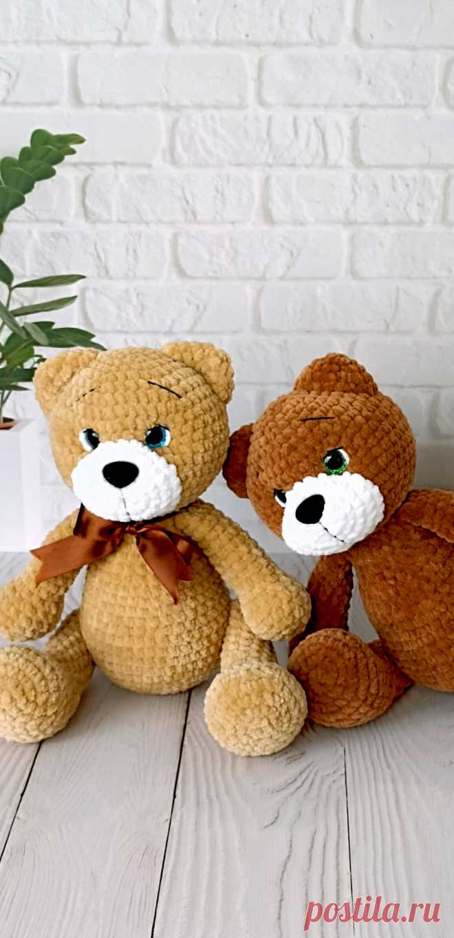 PDF Мишутка крючком. FREE crochet Аmigurumi animal patterns. Амигуруми схемы и описания на русском. Вязаные игрушки и поделки своими руками #amimore - большой медведь из плюшевой пряжи, плюшевый медвежонок, мишка.