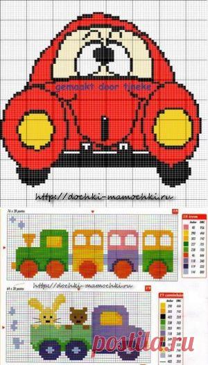 Схемы машинок для вязания и вышивки для детей / Вышивка / Схемы вышивки крестом