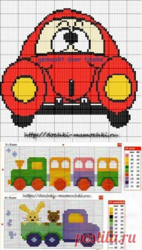 Схемы машинок для вязания и вышивки для детей / Вышивка / Схемы вышивки крестом