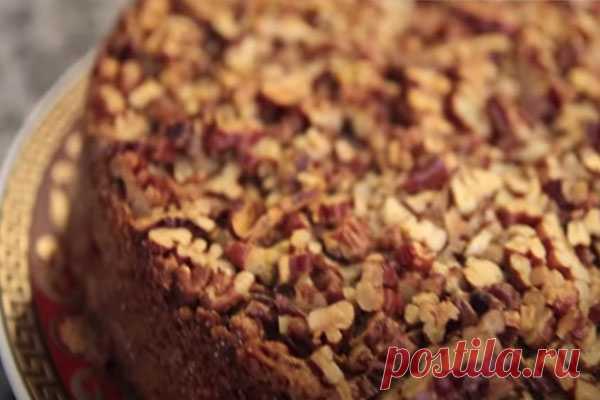 Очень вкусный пирог "3 стакана" с персиками и орехами
