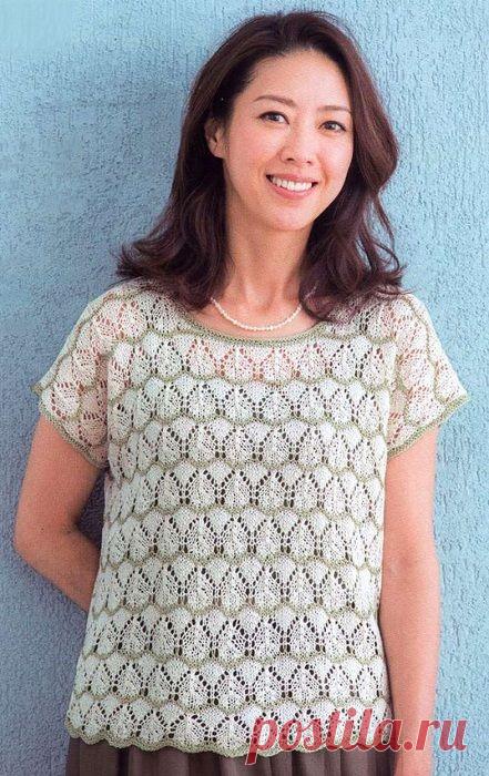 Узорчатый двухцветный топ. Спицами. / Обсуждение на LiveInternet - Российский Сервис Онлайн-Дневников