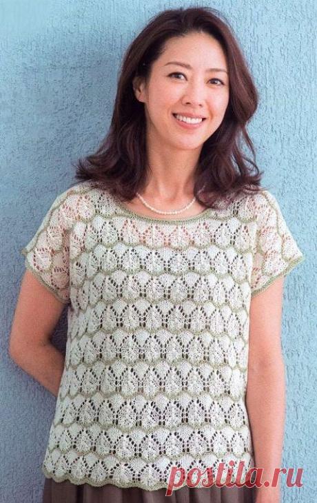 Узорчатый двухцветный топ. Спицами. / Обсуждение на LiveInternet - Российский Сервис Онлайн-Дневников