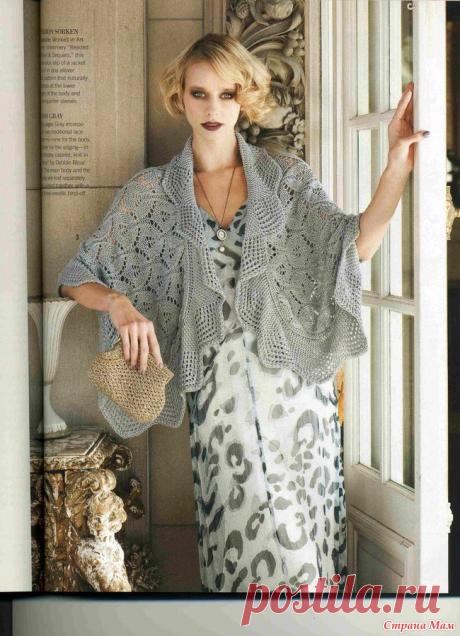Ажурная пелерина-палантин VOGUE. Спицами. / Страна Мам