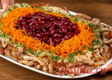 Салат с фасолью и мясом