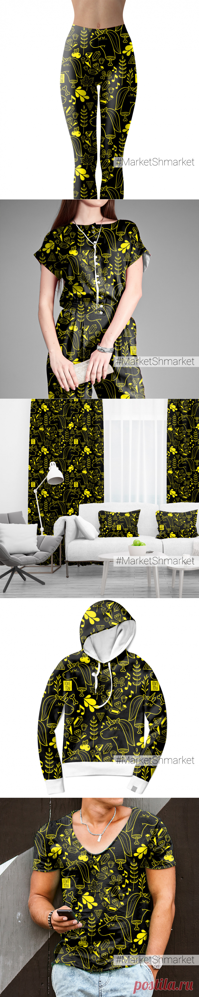 Ткань Ночные единороги - закажи на #MarketShmarket.com любая ткань с любым принтом