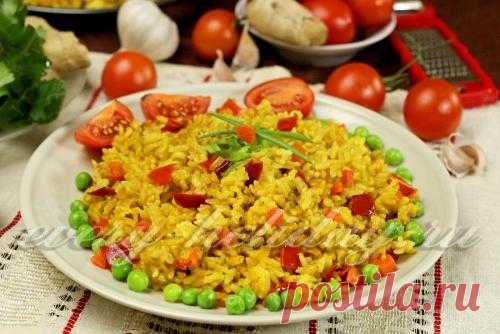 Рис с чесноком, овощами и имбирем, рецепт