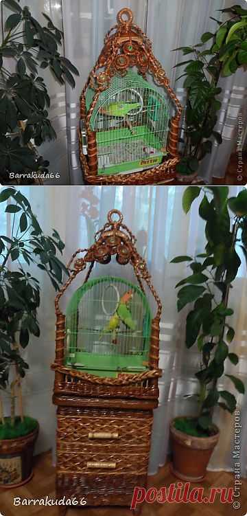 Плетёная подставка для клетки с птичкой. | Страна Мастеров