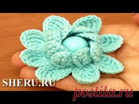 How To Crochet 2-Layered Petal 3D Flower Урок 97 Сложные или комбинированные столбики в цветки