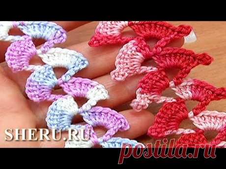 How To Crochet Crochet Lace Stripe  Урок 3 Вязаные шнуры крючком - YouTube