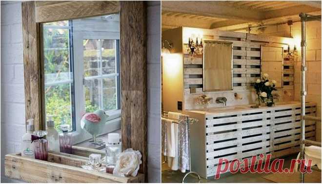 26 красивых поделок из паллет в деревенском стиле для ванной комнаты