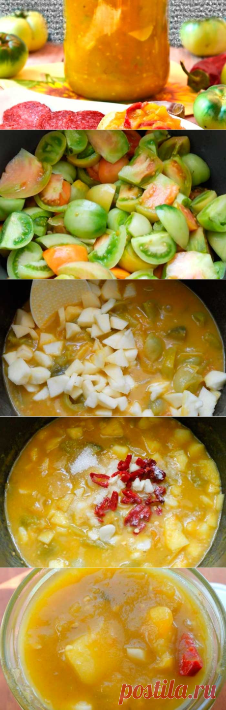 Яблочный соус с зелеными помидорами и перцем чили | Fresh-Recipes