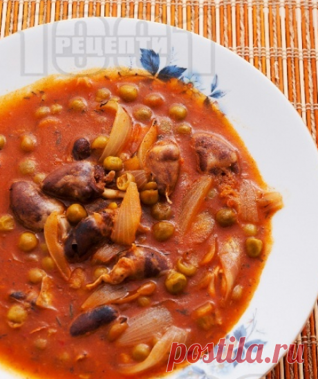 Яхния с пилешки воденички и грах