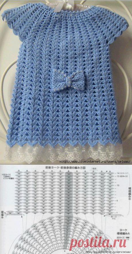 Туника детская ажурная на круглой кокетке