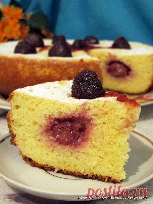 Творожный манник с клубникой в мультиварке | Любимые рецепты