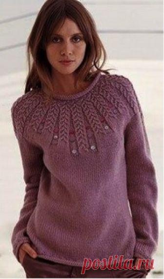 Любителям круглых кокеток Понравился вот такой пуловер. Возмодно кому-то пригодится. К сожалению, описание не очень четкое, но это то, что было на сайте.