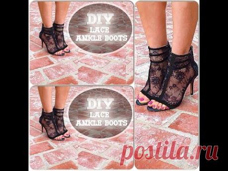 DIY video-How to make BLACK LACE ANKLE BOOTS