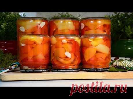 Рецепт: Маринованный болгарский перец с чесноком (на зиму)