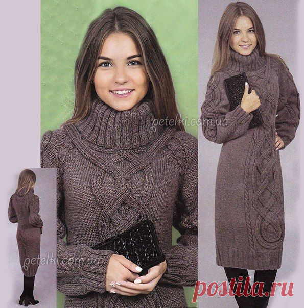 Как связать тёплое платье |