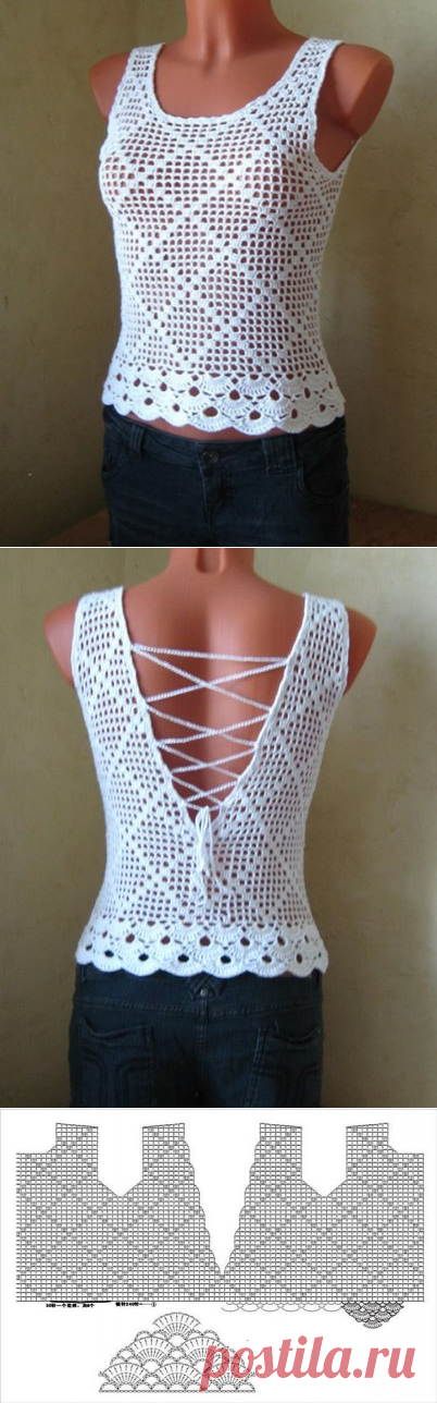 Ажурная маечка крючком со схемами. Summer T-shirt with crochet patterns | Домоводство для всей семьи.