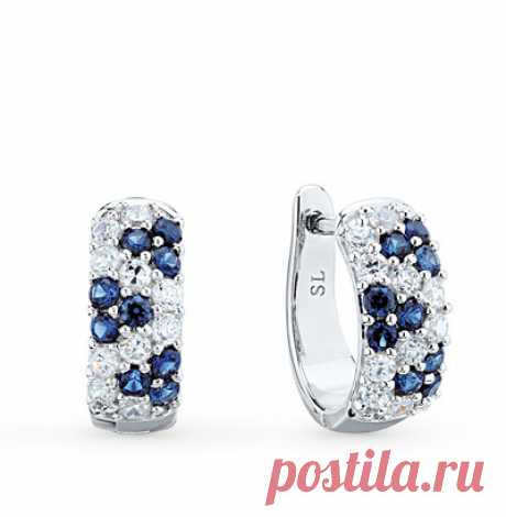 Серебряные серьги с сапфирами: белое серебро 925 пробы, сапфир — купить в интернет-магазине SUNLIGHT, фото, артикул 56512