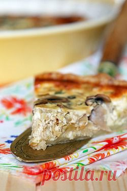 Летний киш с грибами и пореем - кулинарный рецепт.