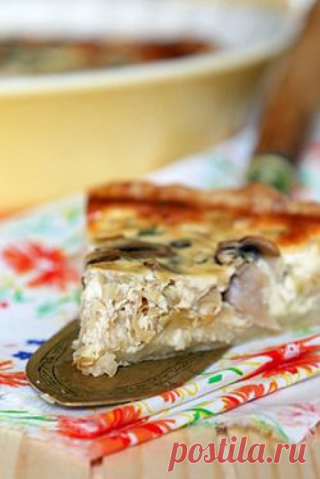 Летний киш с грибами и пореем - кулинарный рецепт.