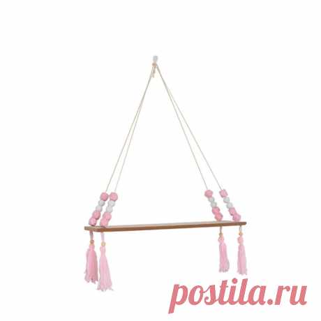 Nordic wood wall mounted shelf beads board tassels hanging storage shelf floating rack book holder bookshelf home office decor Sale - Banggood.com