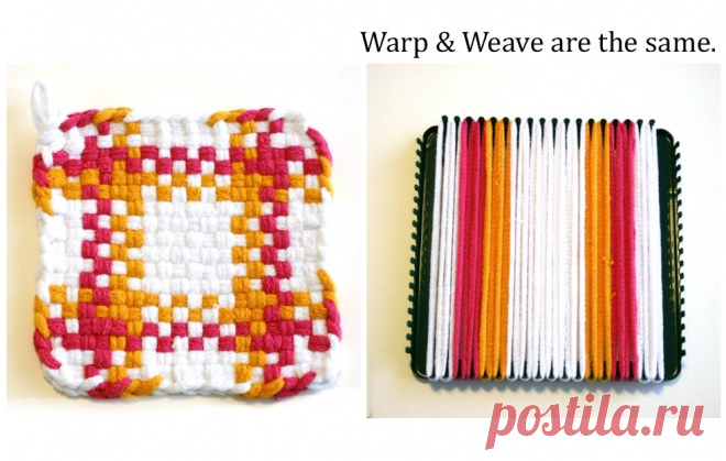 Telar Potholder Tutorial - verypink. patrones de punto y tutoriales en vídeo - com