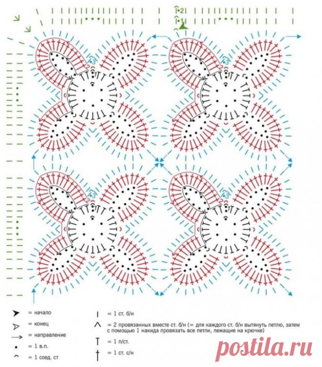 🦋🌶 Плед крючком из мотивов
