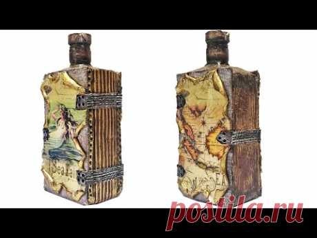 DIY CARDBOARD BOTTLE DECORATION / BOTTLE WITH CARDBOARD