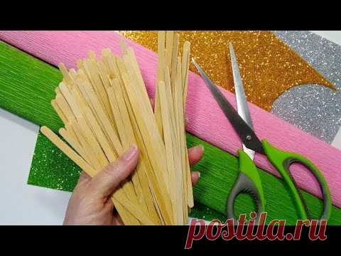 ИДЕИ из ШПАЖЕК и КРЕПИРОВАННОЙ БУМАГИ своими руками.поделки.ЦВЕТЫ ИЗ БУМАГИ.бутоны роз DIY 💯🔴