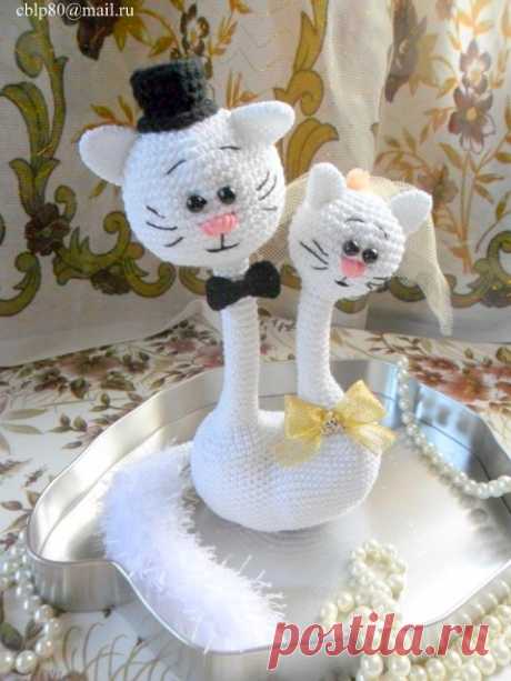 Свадебная Котопарочка Крючком. – Амигурумик