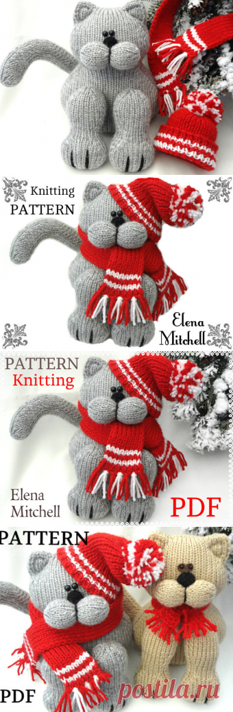 Knitting PATTERN Animal Knit Pattern Cat Animal Patterns