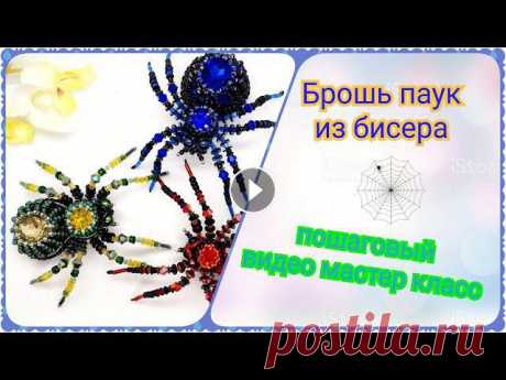 Мастер класс брошь паук из бисера, как сделать/Brooch spider how to make Брошь паук из бисера ручной работы, как сделать брошь своими руками из бисера и кристаллов, пошаговый видео мастер класс /DIY/. Brooch spider how to m...