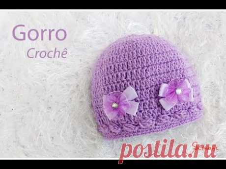 Gorro de Crochê 1 à 3 meses passo a passo Professora Simone