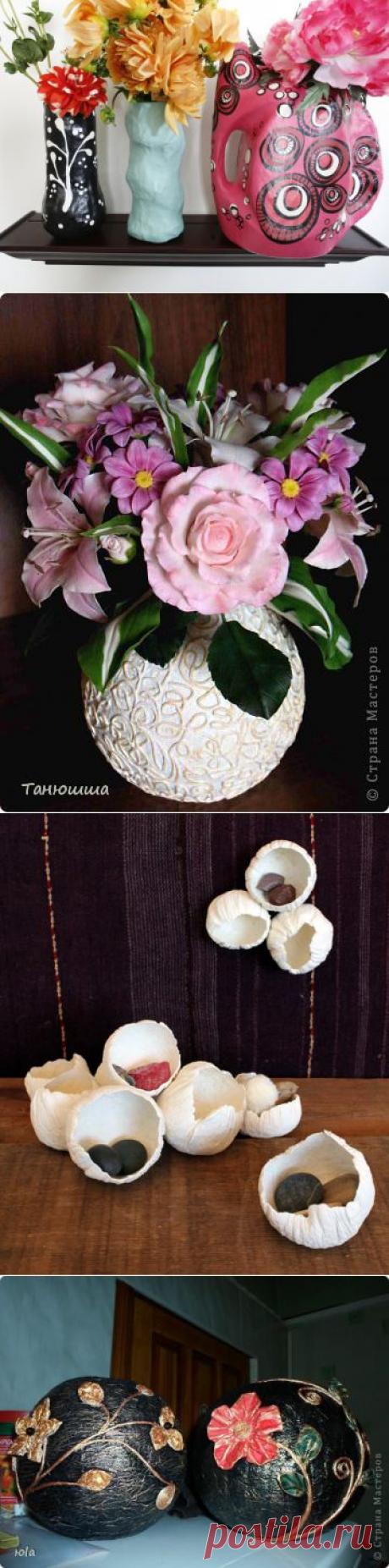 Разнообразные вазы из папье маше — Рукоделие