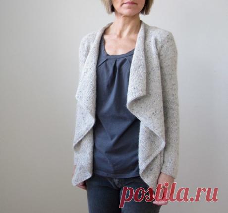Свободный кардиган спицами. Описание вязания