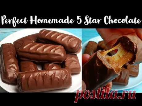 Homemade 5 STAR Chocolate Caramel Filled Bars Without MOULD [Recipe]