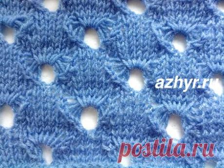 № 74 Ажур - узор спицами со спущенными петлями - схема | АЖУР - схемы узоров