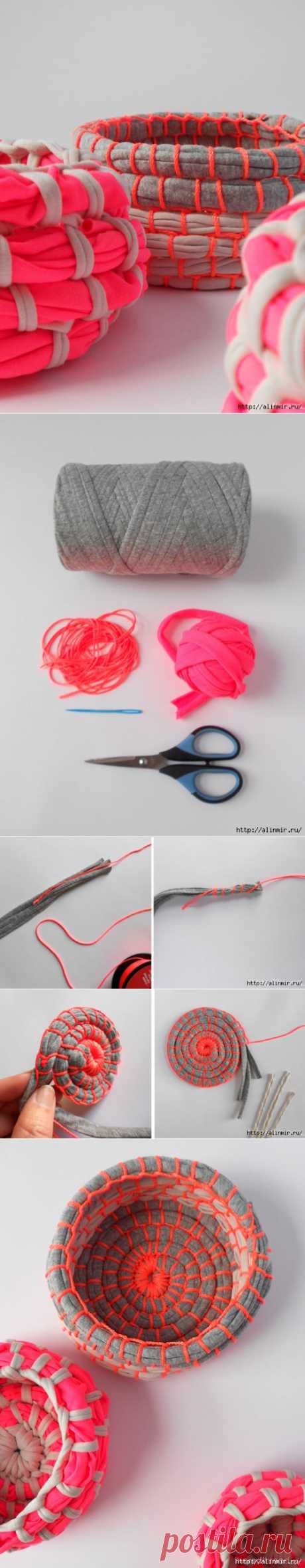 Корзинка из старых футболок