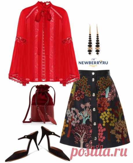 Юбка с цветочным принтом в модных сетах