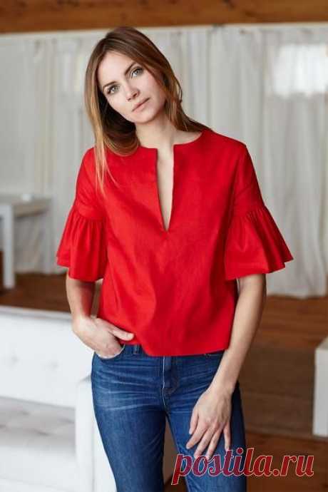 (13) Mod Ruffle Top - Red