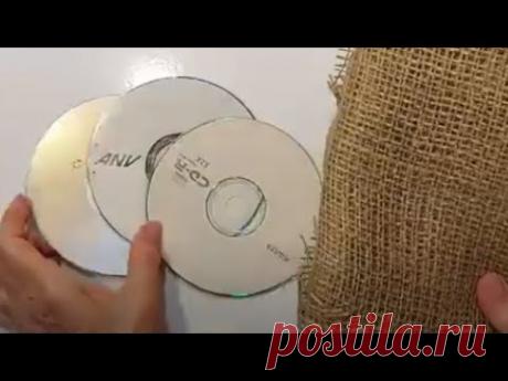 СКЛЕИВАЮ МЕШКОВИНУ с ДИСКАМИ dvd и КРАШУ! Покажу ПРЕЛЕСТЬ.нужные вещи получились дома.ДЁШЕВО DIY