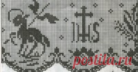 Schemi per il filet: Bordura per altare   Attenzione:   Per salvare le immagini nelle dimensioni reali, cliccaci sopra, si apriranno in un'altra pagina, poi clicca sul tasto destro...