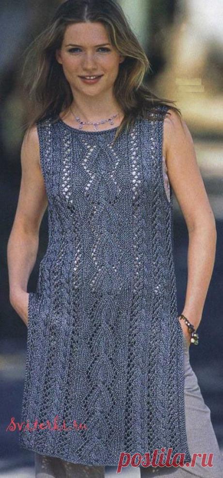 Вязания спицами туника с шлицами