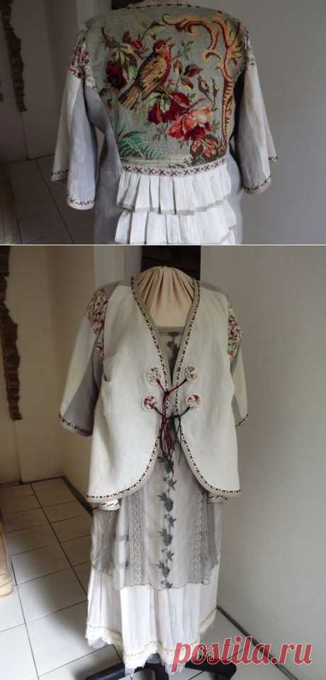 Встречать зарю с прохладою Авроры... или Refashion, часть 10 - льняной солоп &quot;Пазлы с соловьем&quot;