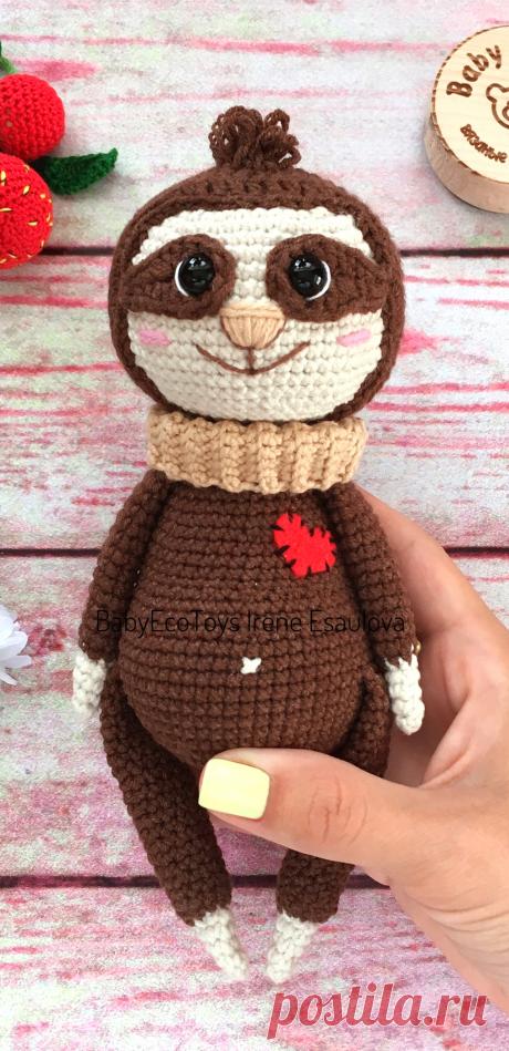 PDF Ленивец Нил крючком. FREE crochet pattern; Аmigurumi animal patterns. Амигуруми схемы и описания на русском. Вязаные игрушки и поделки своими руками #amimore - ленивец, зверюшка, животное.